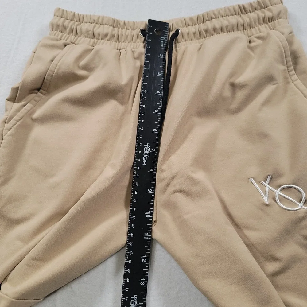 Vanquish Fitness Joggers Mens Medium Tan Slim Stretch Drawstring Pants